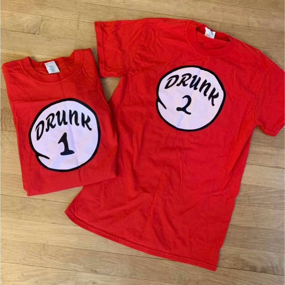 Halloween Costume Drunk 1 and Drunk 2 T-Shirts - Picture 2 of 4